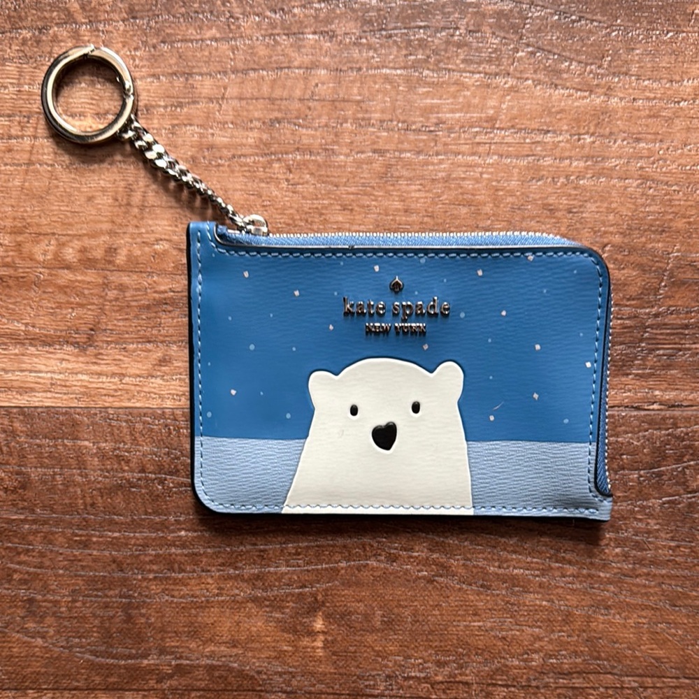 Kate Spade Arctic Friends Medium L-Zip Card Holder